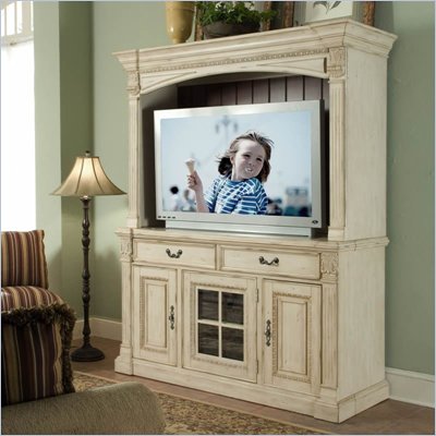 Riverside Furniture Weybridge 64 Inch TV Stand with Deck in Madera Cherry and Wellington White