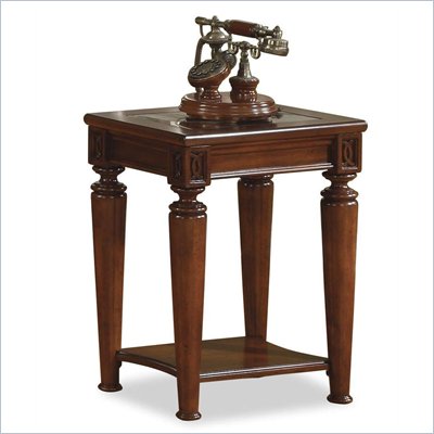 Riverside Yorktown Chairside Table with Glass Top in Vintage Cherry 