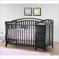 Orbelle Eva 4-in-1 Convertible Wood Crib and Changer Set in Espresso