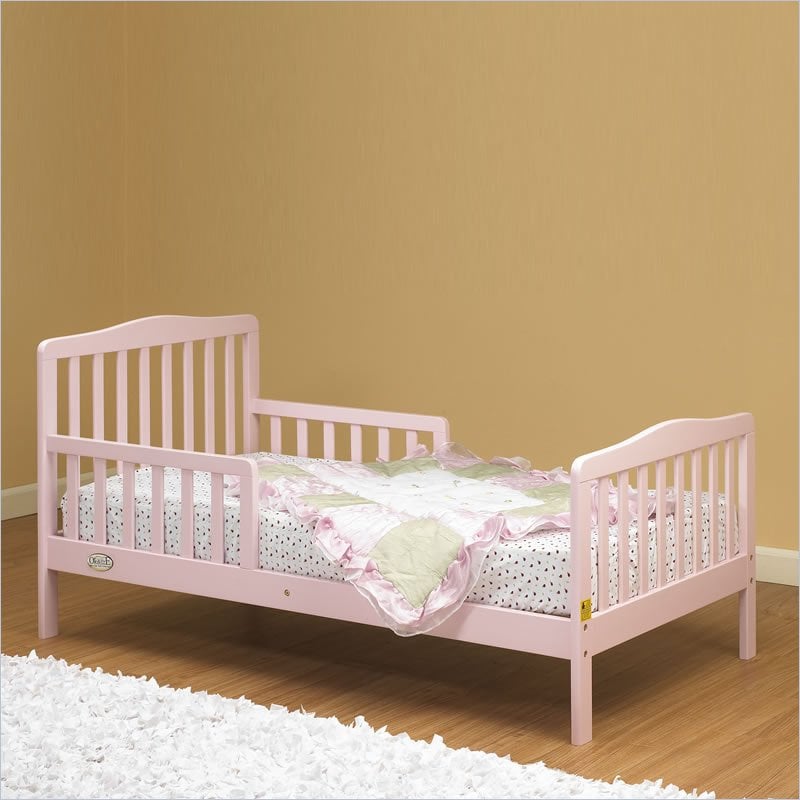 Orbelle Contemporary Solid Wood Toddler Bed in Pink