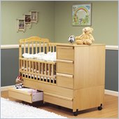 Orbelle Convertible Mini Wood Crib and Changer Set in Natural
