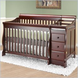 Orbelle Michelle 4-in-1 Convertible Wood Crib and Changer Set in Cherry