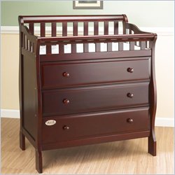 Orbelle Wood Changing Table Cherry with 3 Drawers