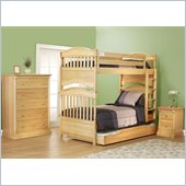 Orbelle Imperial Twin Over Twin Bunk Bed 3 Piece Bedroom Set in Natural Wood
