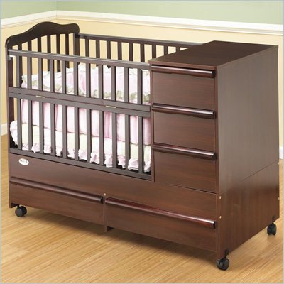 Portable   Toddlers on Orbelle Convertible Mini Wood Combo Crib N Bed In Cherry   M300c