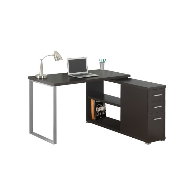 Monarch L Shaped Computer Desk In Cappuccino