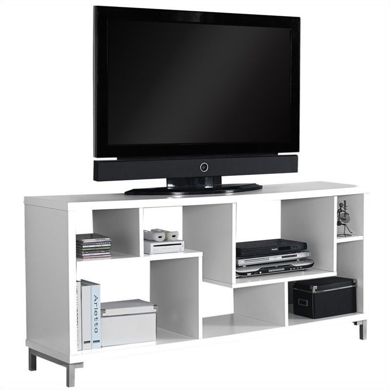 Monarch 60 Hollow Core Tv Console In White Monarch 60 Hollow Core Tv Console In White 216 99 Stands I 2577 Decorate Your Living Space With This Asymmetrical Work Of Art
