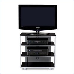BDI Vexa Single Wide 4 Shelf TV Stand in Gloss Silver
