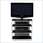 BDI Vexa Single Wide 4 Shelf TV Stand in Gloss Silver
