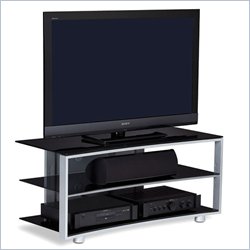 BDI Vexa Double Wide 3 Shelf TV Stand in Gross Silver