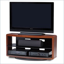 BDI Valera Double Wide 3 Shelf Swivel TV Stand in Natural Cherry