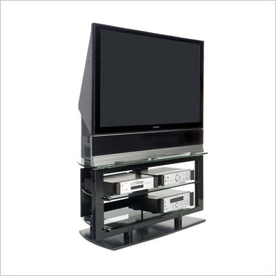 BDI Icon Plasma/LCD and Rear-Projection Glass Corner TV Stand in Black