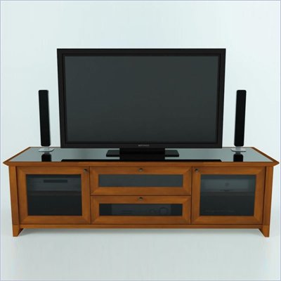 BDI Novia LCD/Plasma Wood TV Stand with Glass Top in Cherry Finish
