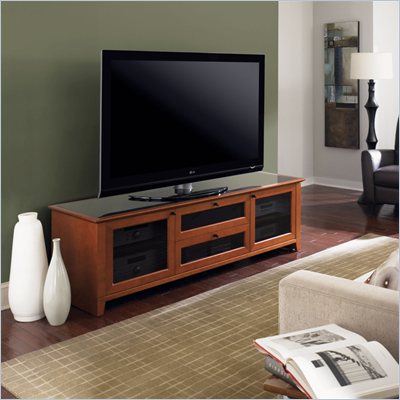 BDI Novia LCD/Plasma Glass Top TV Stand in Natural Stained Cherry