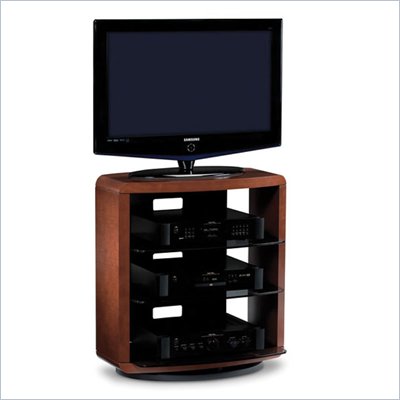 BDI Valera Single Wide 4 Shelf Swivel TV Stand in Natural Cherry