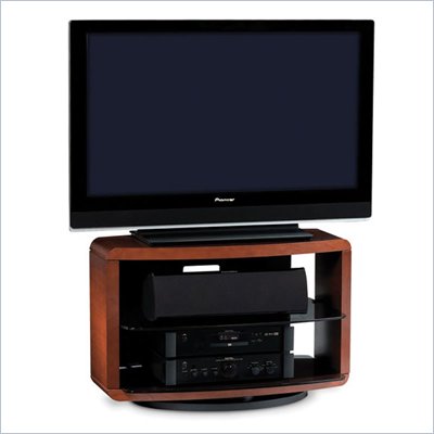 BDI Valera Single Wide 3 Shelf Swivel TV Stand in Natural Cherry