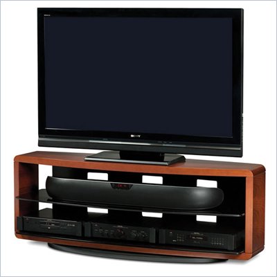 BDI Valera Triple Wide 3 Shelf TV Stand in Natural Stained Cherry