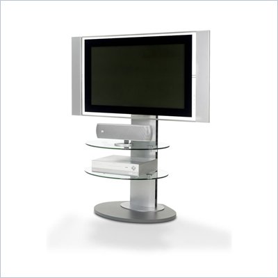 BDI Vista LCD/Plasma Glass TV Stand with TV Mount and 2 Shelves in Silver Finish