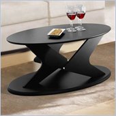 Nexera Boomerang Modern Oval Coffee Table in Black Finish