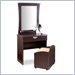 Nexera Pablo Espresso Modern Bedroom Wood Makeup Vanity Table Set with Mirror and Bench