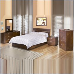 Nexera Nocce Wood Platform Bed 5 Piece Bedroom Set in Truffle