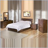 Nexera Nocce Wood Platform Bed 5 Piece Bedroom Set in Truffle