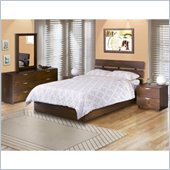 Nexera Nocce Wood Platform Bed 4 Piece Bedroom Set in Truffle