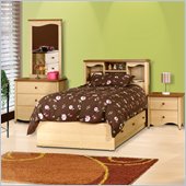 Nexera Renaissance Twin Wood Mate's Storage Bed 4 Piece Bedroom Set in Natural Maple