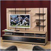 Nexera Eclipse Biscotti Wood Entertainment Center with Support Panel