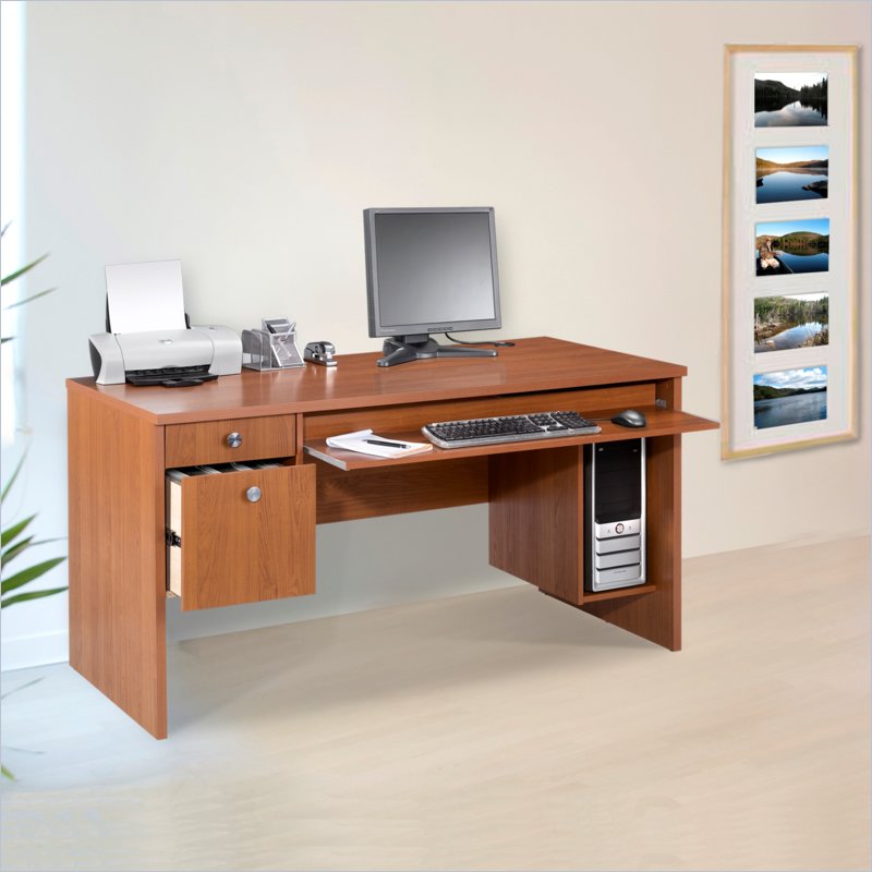 Nexera Essentials 60-Inch Computer Desk with File Drawers - Cappuccino