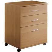 Nexera Mobile 3 Drawer Lateral Mobile Wood Filing Cabinet in Natural Maple