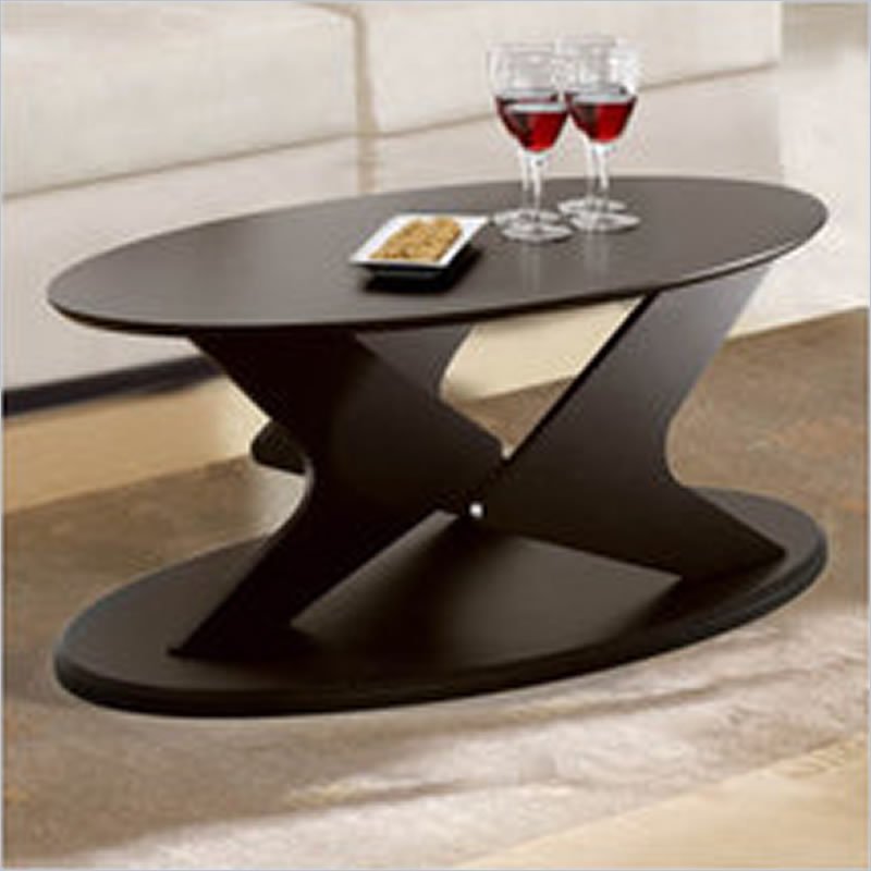 Nexera 540717 Boomerang Oval Lacquer Coffee Table with Wenge