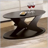 Nexera Boomerang Fine Textured Oval Lacquer Coffee Table with Wenge Finish