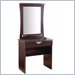 Nexera Pablo Modern Bedroom Wood Makeup Vanity Table and Mirror in Rich Dark Espresso