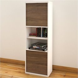 Nexera Liber-T 54 2 Door Bookcase in White and Walnut
