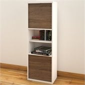 Nexera Liber-T 54 2 Door Bookcase in White and Walnut