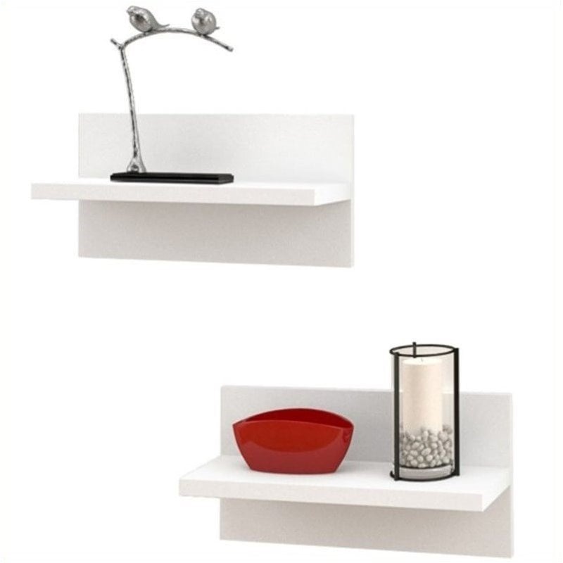 Nexera Liber-T Wall Shelves in White (Set of 2)