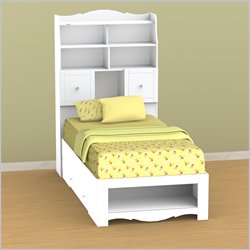 Nexera Pixel Twin Storage Bed and Tall Bookcase Headboard Set in White
