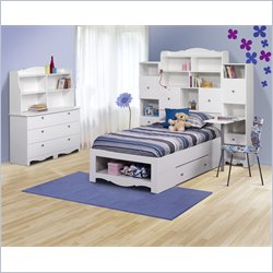 Nexera Pixel Twin Storage Bed 6 Piece Bedroom Set in White