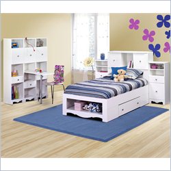 Nexera Pixel Twin Storage Bed 7 Piece Bedroom Set in White