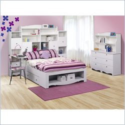 Nexera Pixel Full Storage Bed 6 Piece Bedroom Set in White