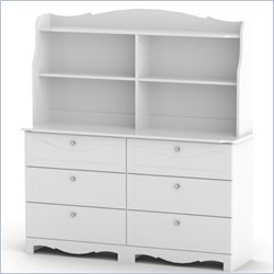 Nexera Pixel 6 Drawer Double Dresser and Hutch Set in White