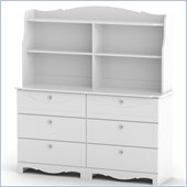 Nexera Pixel 6 Drawer Double Dresser and Hutch Set in White