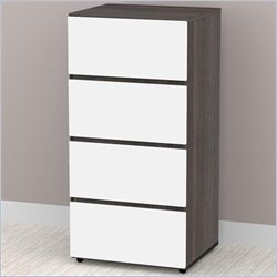 Nexera Allure 3-Drawer Storage Module in White Lacquer & Ebony