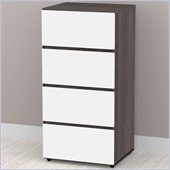 Nexera Allure 3-Drawer Storage Module in White Lacquer & Ebony