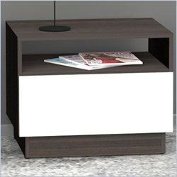 Nexera Allure End Table in White Lacquer & Ebony