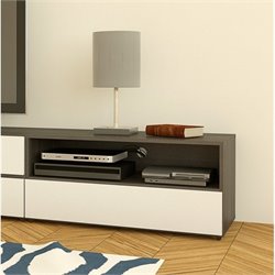Nexera Allure 36 TV Stand in White Lacquer & Ebony