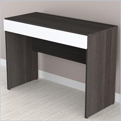 Nexera Allure 1-Storage Desk in White Lacquer & Ebony