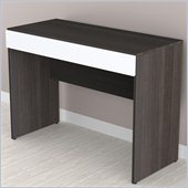 Nexera Allure 1-Storage Desk in White Lacquer & Ebony