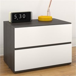 Nexera Allure Night Stand in White Lacquer & Ebony